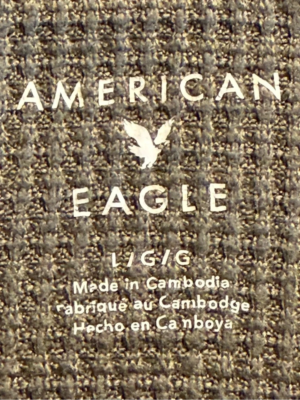 American Eagle Soft and Sexy V-Neck Waffle‎ Knit Sweater - Olive/Taupe Sz L